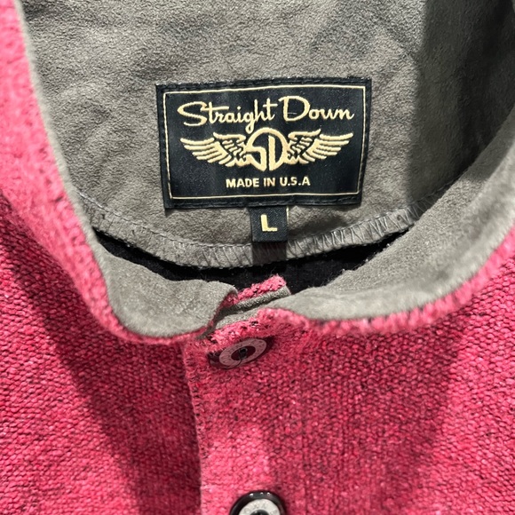 Straight Down Sweater 1/4 Button Pullover Outdoor Casual Red USA Mens Large - Picture 6 of 6